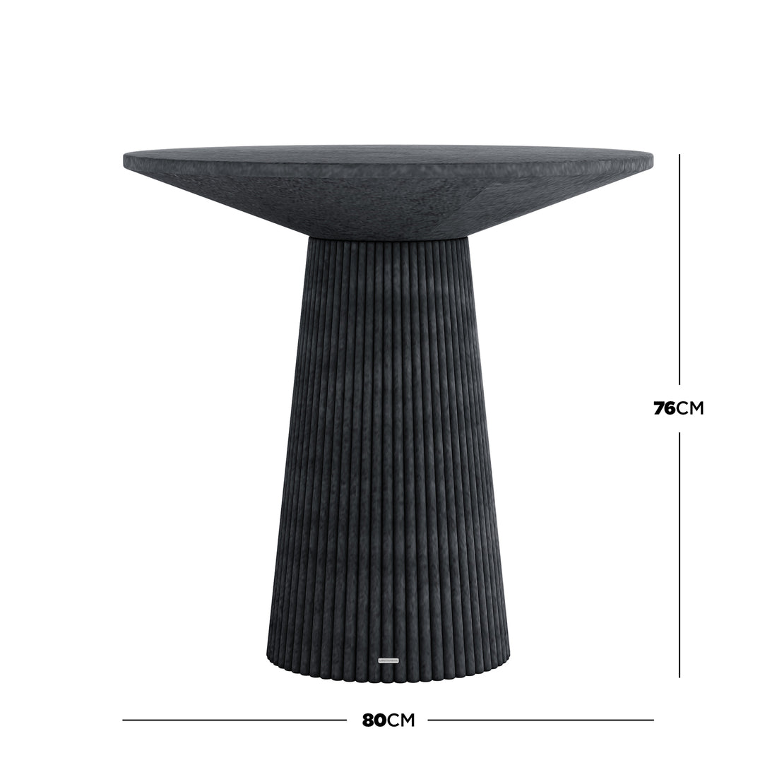 Darien 80cm Round Concrete Bistro Table in Grey Marble with fluted base, 76cm height, 80cm diameter