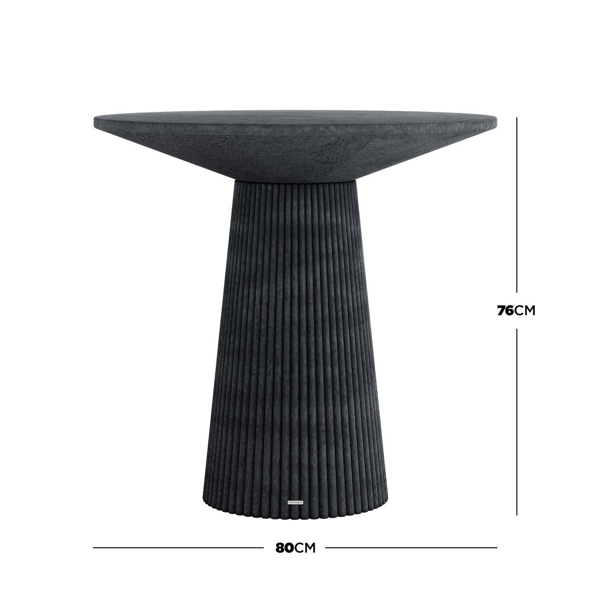 Darien 80cm Round Concrete Bistro Table in Grey Marble with fluted base, 76cm height, 80cm diameter