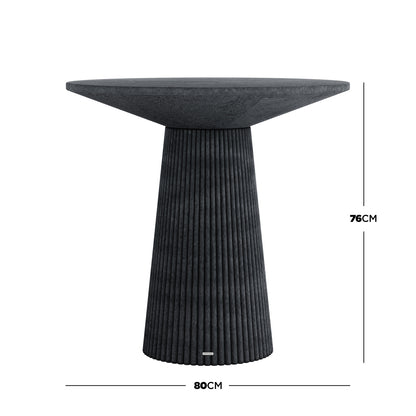 Darien 80cm Round Concrete Bistro Table in Grey Marble with fluted base, 76cm height, 80cm diameter