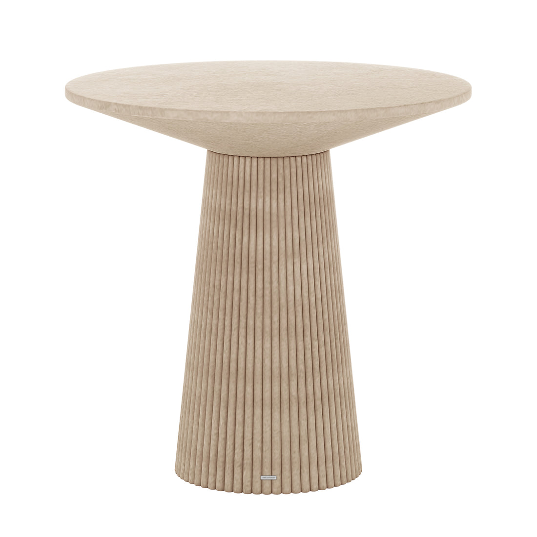 Darien 80cm Round Concrete Bistro Table in Ivory with fluted pedestal base and smooth top