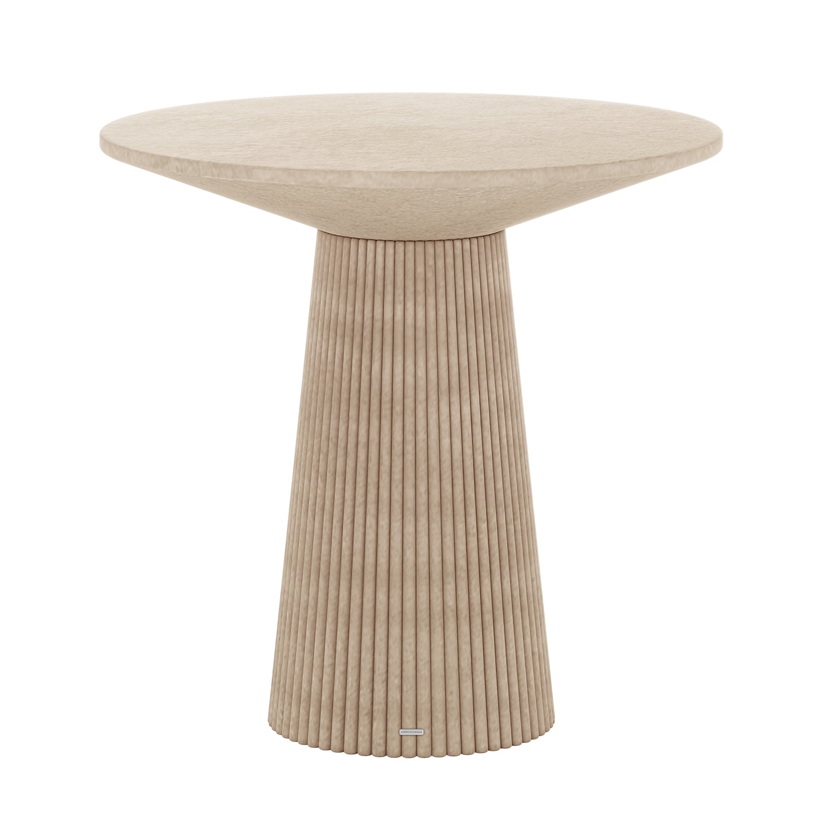 Darien 80cm Round Concrete Bistro Table in Ivory with fluted pedestal base and smooth top