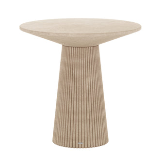 Darien 80cm Round Concrete Bistro Table in Ivory with fluted pedestal base and smooth top