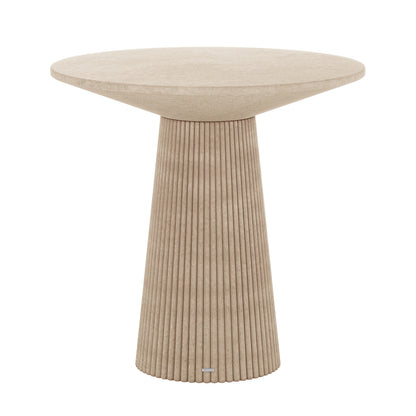 Darien 80cm Round Concrete Bistro Table in Ivory with fluted pedestal base and smooth top