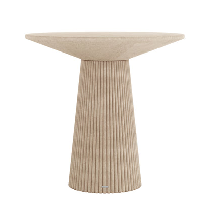 Darien 80cm Round Concrete Bistro Table in Ivory with fluted pedestal base and smooth top