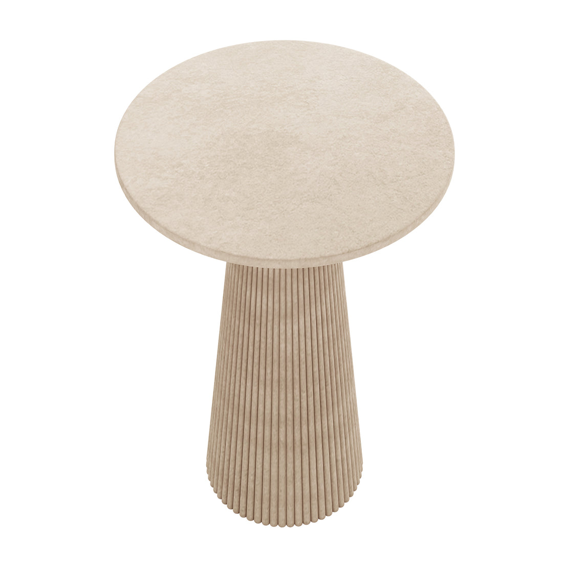 Darien 80cm Round Concrete Bistro Table in Ivory with fluted pedestal base and smooth round top