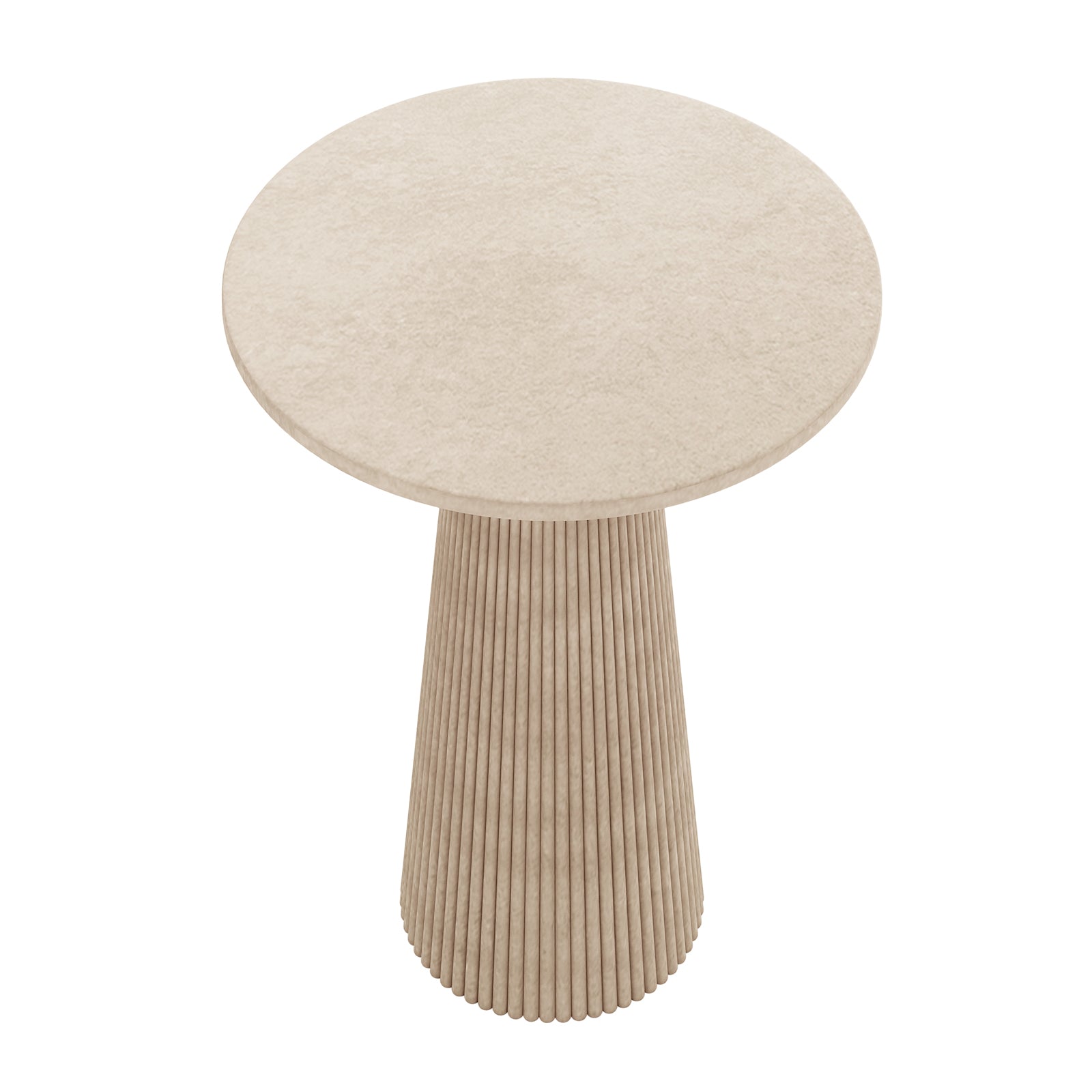 Darien 80cm Round Concrete Bistro Table in Ivory with fluted pedestal base and smooth round top