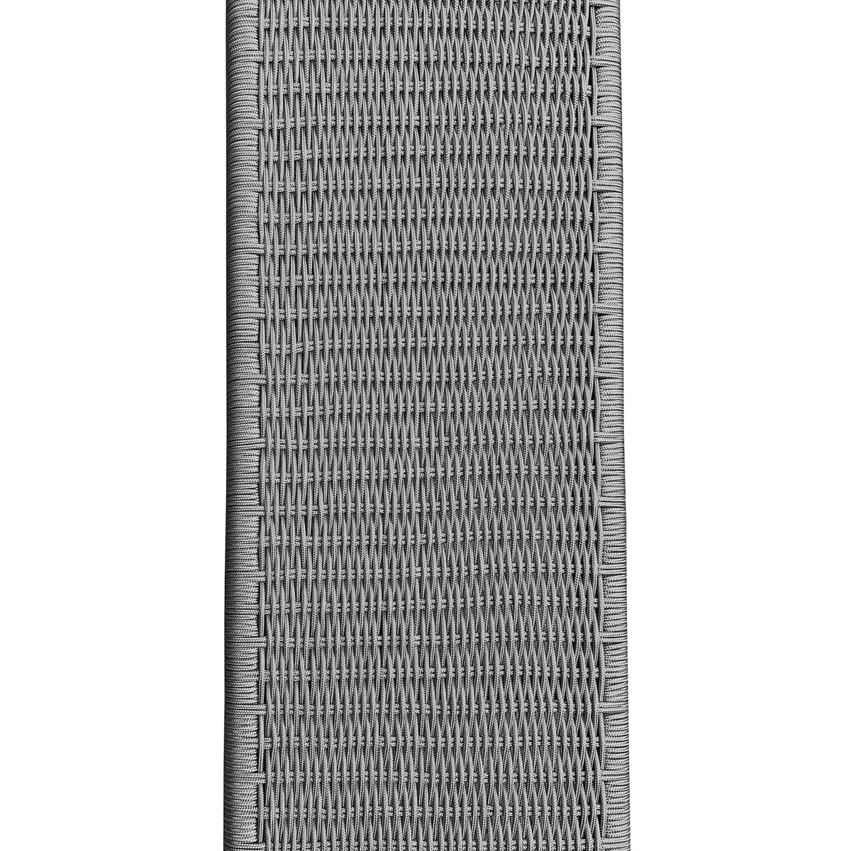 Fentan 4 Seater Solid Timber Outdoor Bench - Light Grey, showcases a close-up of the woven mat seat, highlighting its intricate pattern and solid acacia wood construction, emphasizing durability and outdoor elegance.