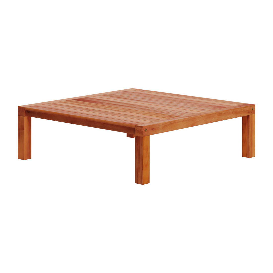 Haiti 7 Seater Outdoor Timber Corner Sofa Set Cream, featuring a robust wooden coffee table and elegant square table legs, highlighting natural timber aesthetics and sturdy construction for outdoor or indoor use.