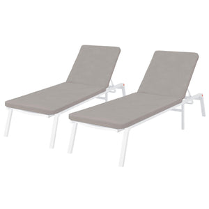 Jabari Outdoor Sun Loungers with Cushions Set of 2 in Warm Grey
