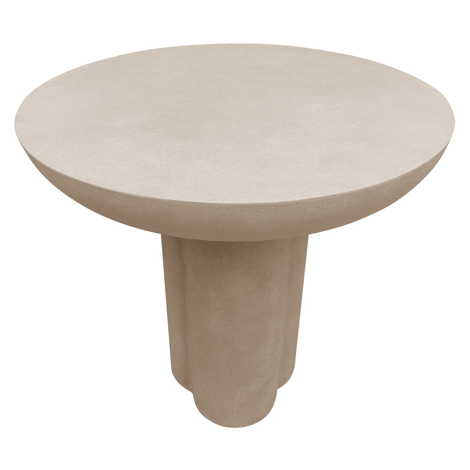 Jareth 80cm round concrete outdoor entry table in ivory with fluted pedestal base