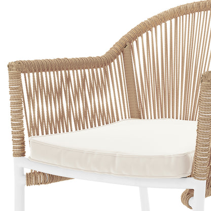 Krates & Mindanao 5pc Outdoor Concrete Dining Set features a round concrete table and PE wicker chairs, highlighting the sculptural design and durable materials for stylish outdoor dining.