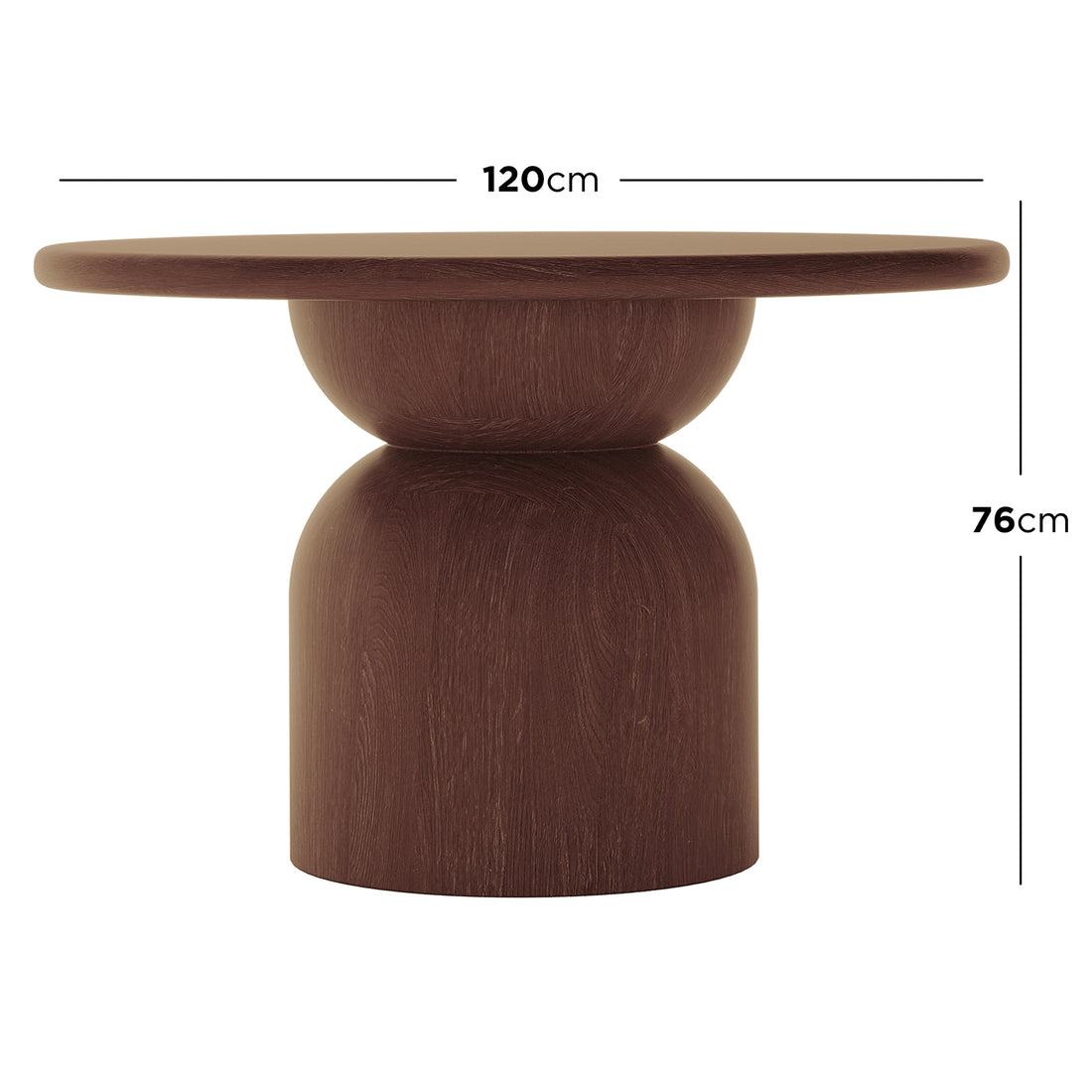 Krates 120cm Round Indoor/Outdoor Concrete Dining Table Chestnut, featuring a smooth, round concrete surface with a modern design, ideal for versatile indoor and outdoor use.