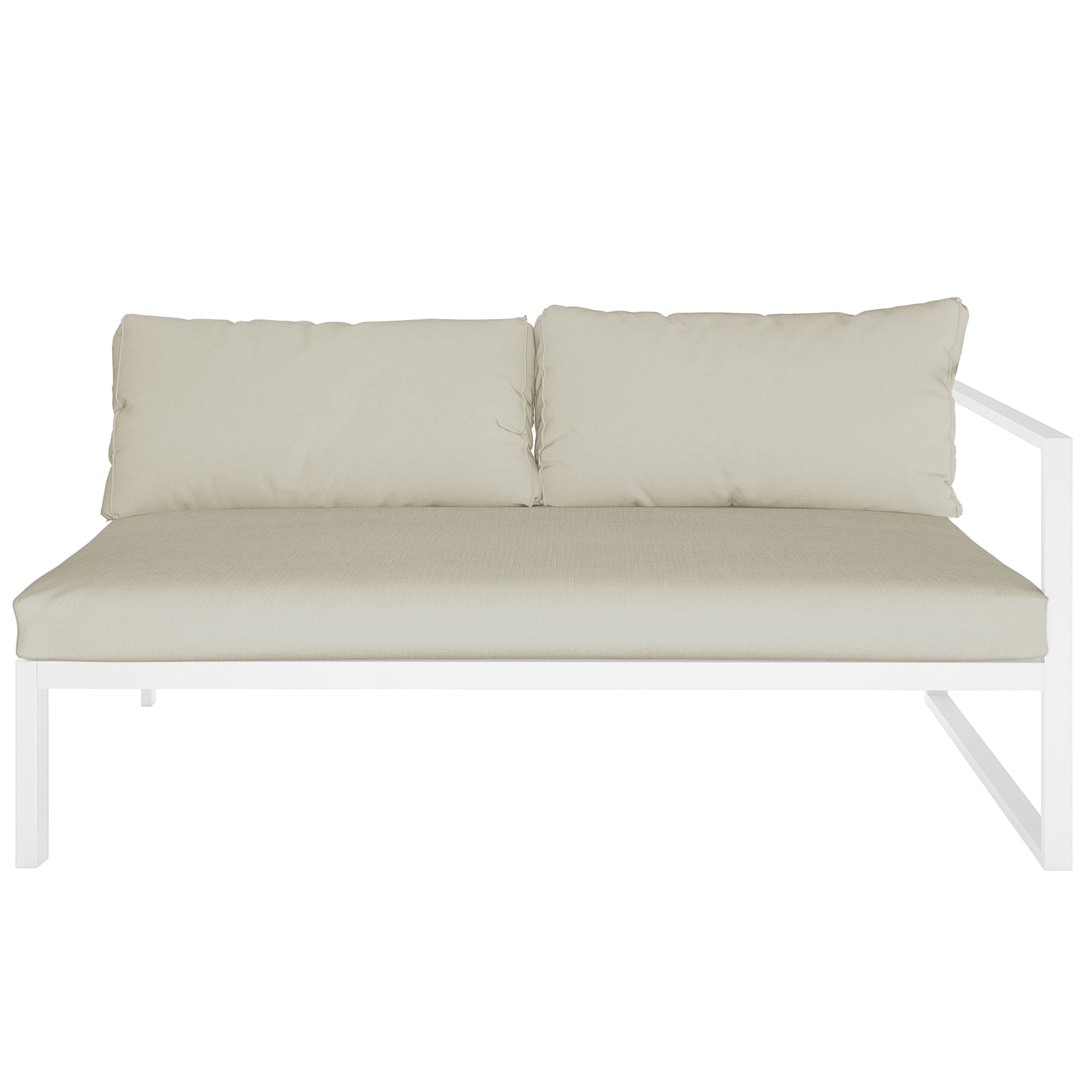 Moana 6 Seater Aluminium Outdoor Corner Sofa Lounge Set with plush cushions, showcasing a close-up of the sleek, modern design and durable aluminium frame perfect for enhancing outdoor comfort and aesthetics.