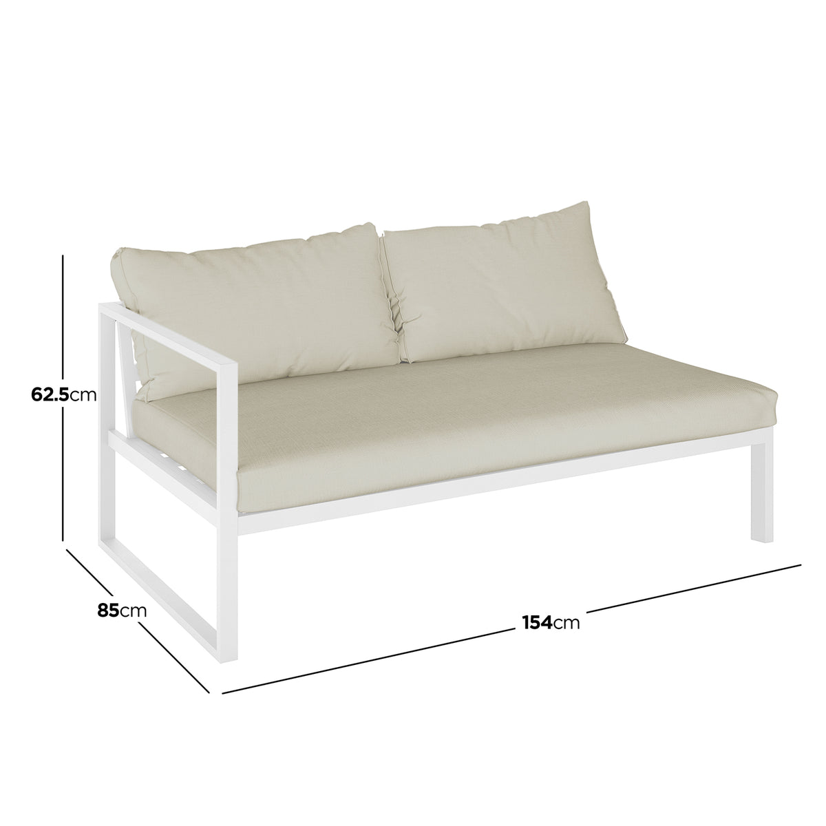 Close-up of Moana 6 Seater Aluminium Outdoor Corner Sofa Lounge Set Sandy Beige, highlighting its plush cushions on a sleek aluminium frame, perfect for enhancing outdoor comfort and style.