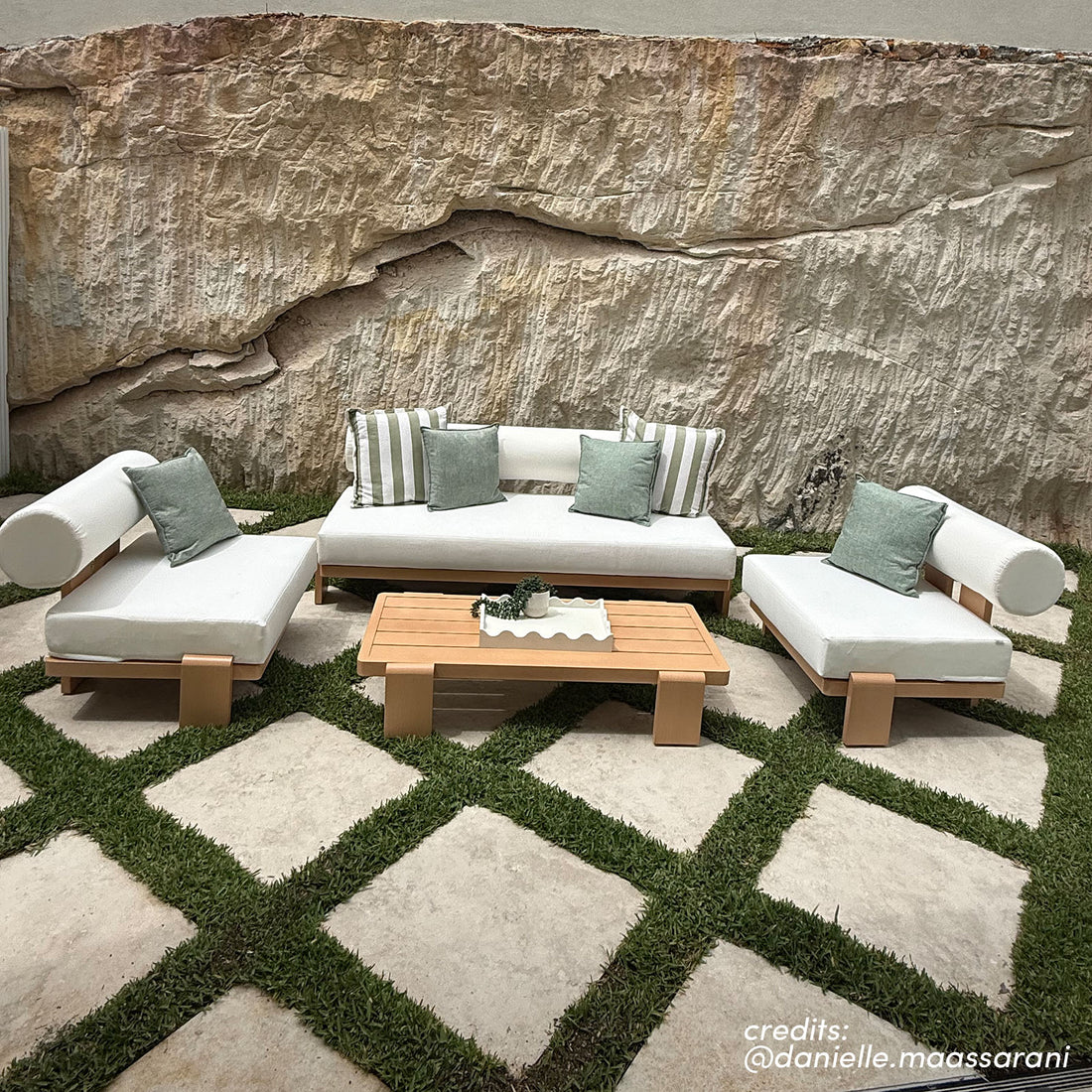Modica 5 Seater Aluminium Outdoor Sofa Set in Black & Grey, featuring a central sofa and two armless lounge chairs with white