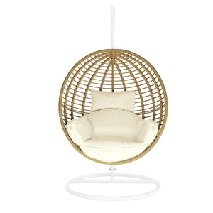 Napili Outdoor Hanging Egg Chair with Cushion in Cream White