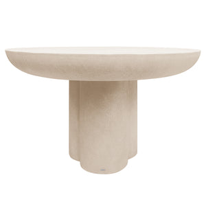 Oberon 120cm Round Outdoor Concrete Dining Table in Ivory