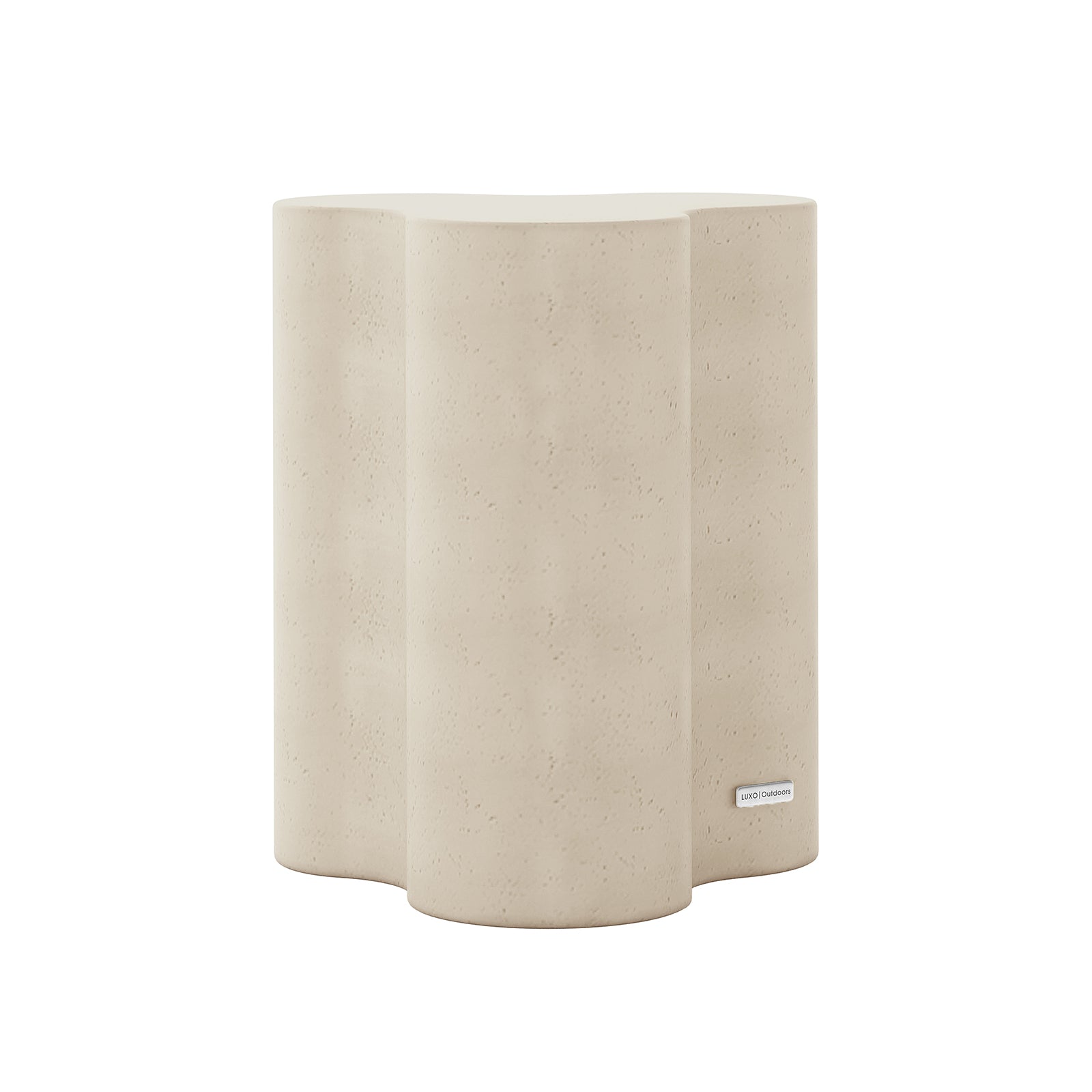 Odalys Indoor Outdoor Concrete Side Table, front view, Antique White, contemporary design