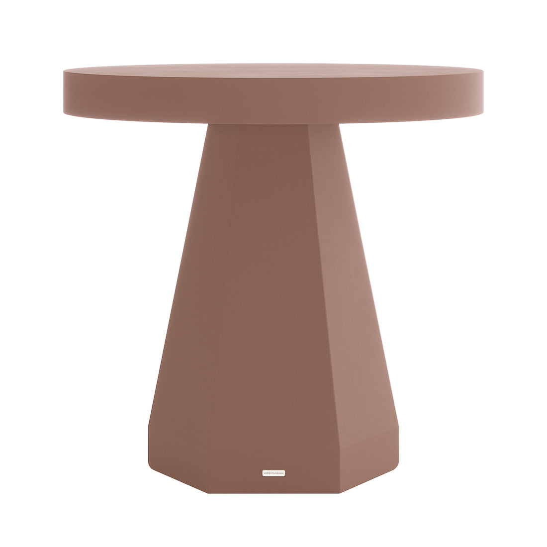 Orson 80cm Round Concrete Dining Table in Mocha Mousse with geometric pedestal base