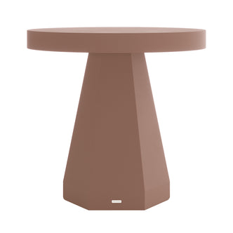 Orson 80cm Round Concrete Dining Table in Mocha Mousse with geometric pedestal base