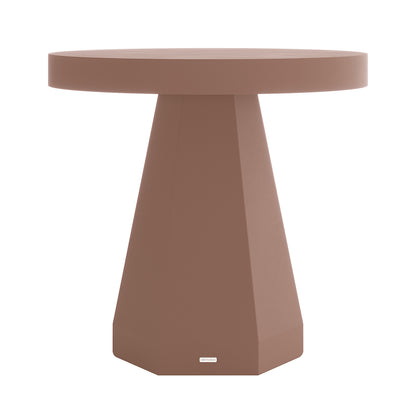 Orson 80cm Round Concrete Dining Table in Mocha Mousse with geometric pedestal base