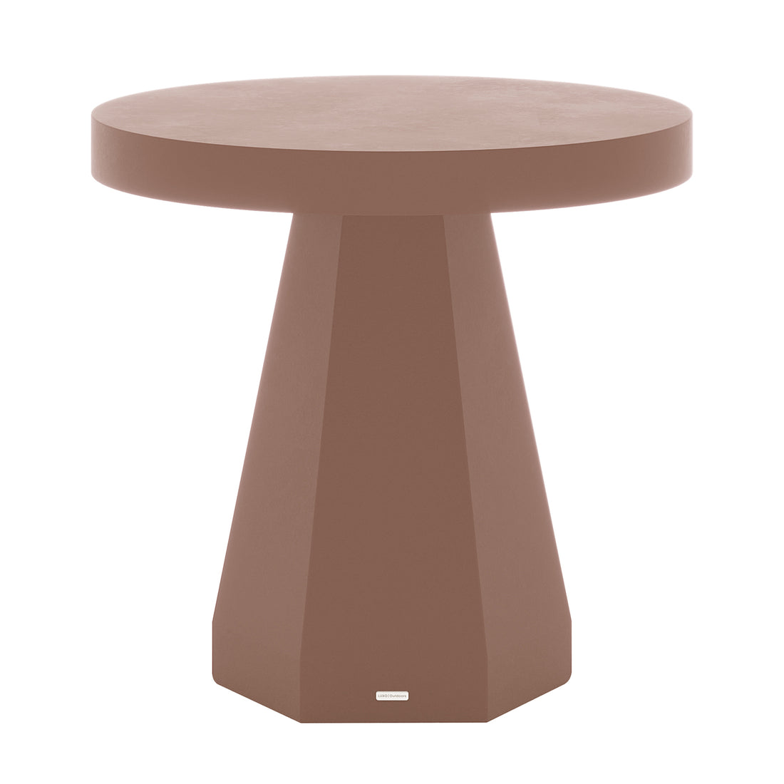 Orson 80cm round concrete dining table in Mocha Mousse with faceted pedestal base