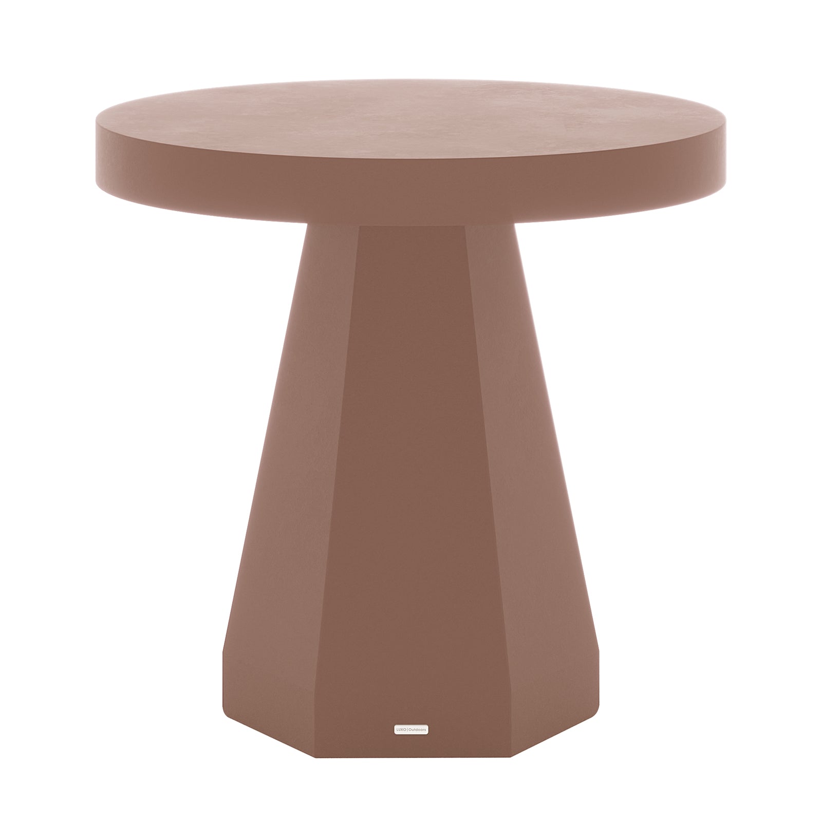 Orson 80cm round concrete dining table in Mocha Mousse with faceted pedestal base