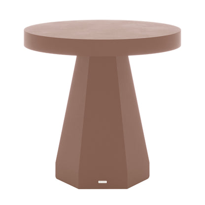 Orson 80cm round concrete dining table in Mocha Mousse with faceted pedestal base
