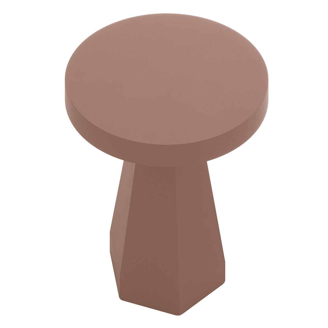 Orson 80cm round concrete dining table in Mocha Mousse with geometric pedestal base
