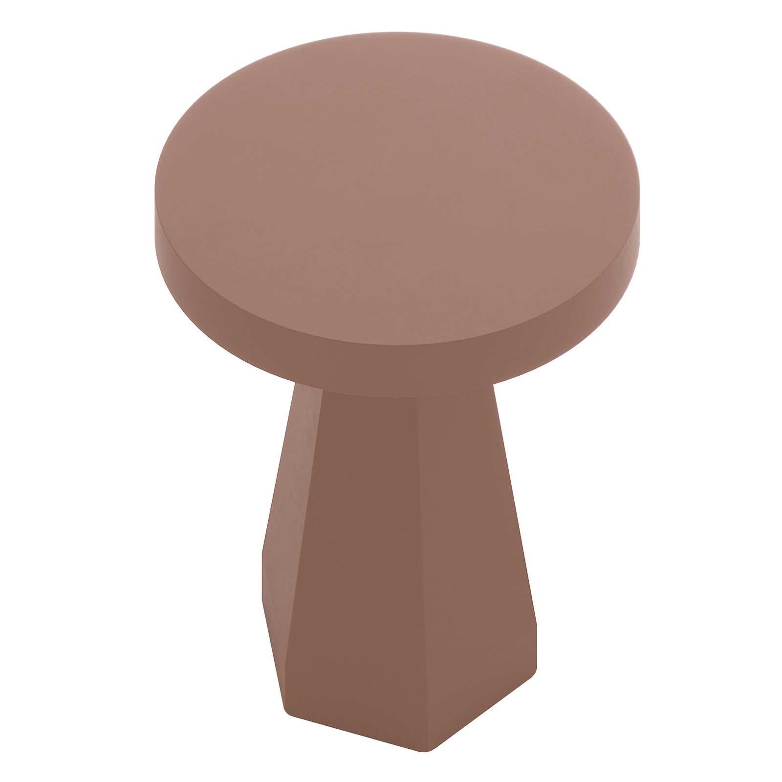 Orson 80cm round concrete dining table in Mocha Mousse with geometric pedestal base