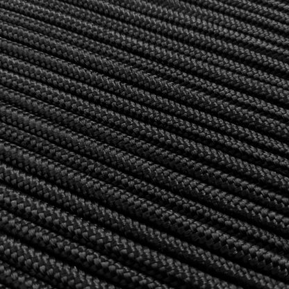 Close-up of black rope accents on the Pangee 6-Seater Timber Outdoor Dining Set, highlighting its modern Mediterranean design with soft webbed seating for comfort and durability.