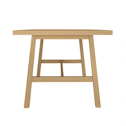 Close-up of the Pangee 6-Seater Timber Outdoor Dining Set showcasing its sleek wooden table surface and sturdy wooden frame, ideal for stylish Mediterranean-inspired outdoor dining.