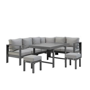 Portland Outdoor Corner Sofa Lounge with Foot Stools in Grey