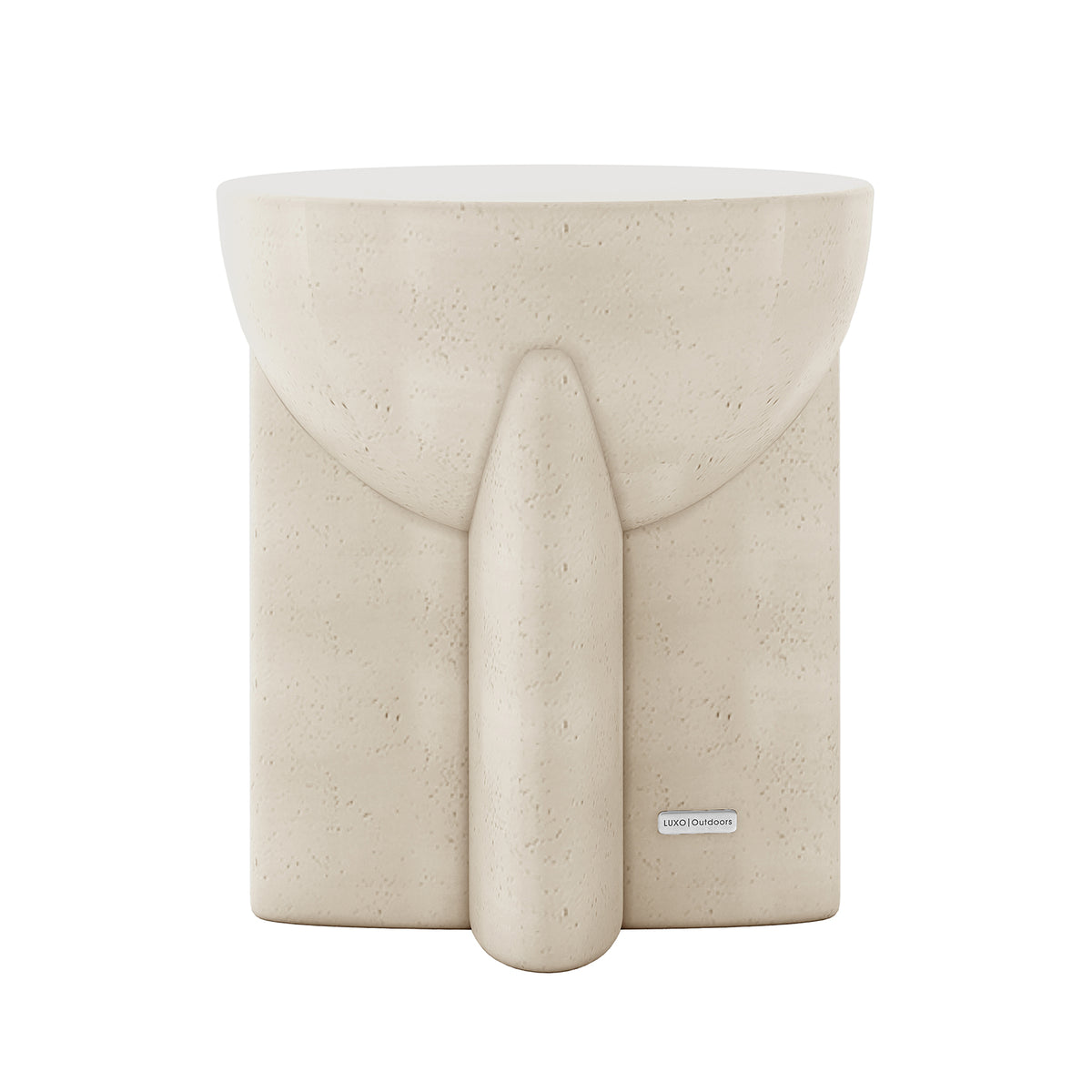 Valencia Indoor Outdoor Concrete Side Table front view, Antique White, modern design