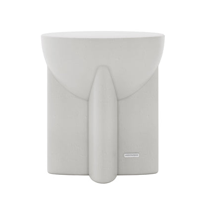Valencia Indoor Outdoor Concrete Side Table front view, white, modern design