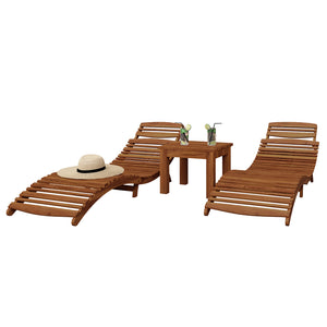 Wave Hardwood Acacia Outdoor Sun Loungers Set of 2 in Natural