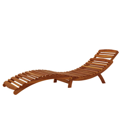 Wave Hardwood Acacia Outdoor Sun Loungers Set of 2 in Natural, featuring curved slatted wooden design for ergonomic comfort, crafted from sustainable Eucalyptus wood. Ideal for outdoor relaxation with foldable functionality.