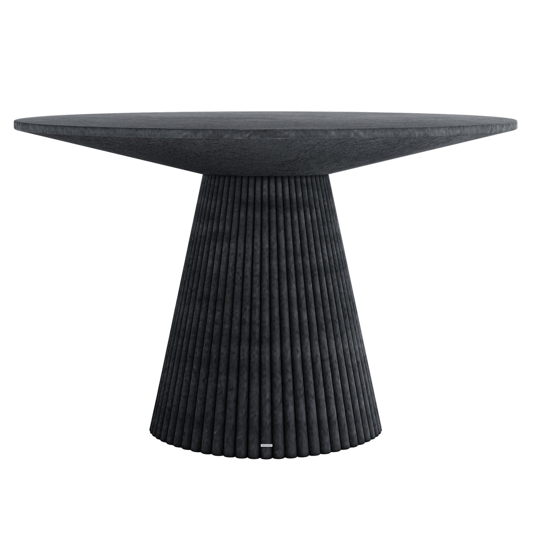 Xander 120cm Fluted Outdoor Concrete Dining Table Grey Marble, featuring a round fluted pedestal base and smooth circular