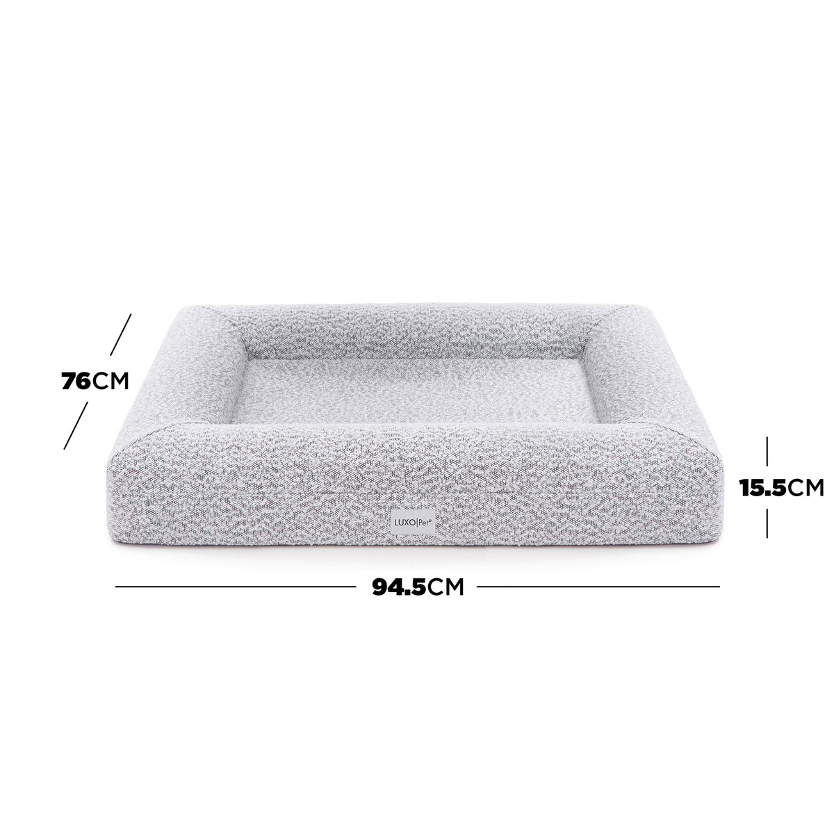 Close-up of the Tyro Luxe Medium Orthopedic Pet Bed – Black & White, showcasing its textured boucle fabric and cushioned structure, designed for medium-sized pets' comfort and joint support.