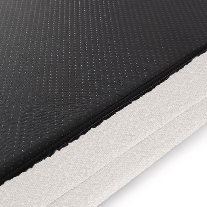 Close-up of the Tyro Luxe Medium Orthopedic Pet Bed – Light Beige, showcasing the soft boucle fabric and hidden zipper, designed for joint support and durability.