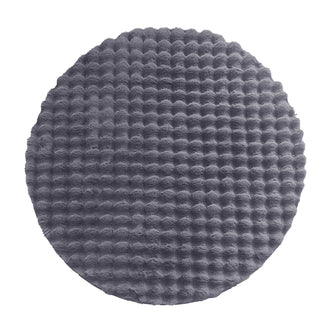 Armida 160cm Round Fluffy Faux Fur Bubble Rug in Grey, showcasing a plush, waffle-textured surface, ideal as a cozy accent piece with a luxurious, soft feel and non-slip backing.