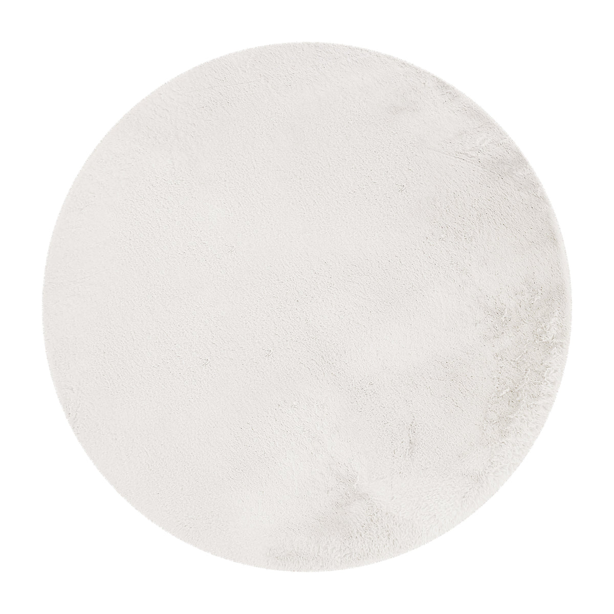 Azaliya 160x160cm Faux Rabbit Fur Floor Rug in Cream White, round and plush with a shag-style texture, exemplifying a modern minimalist design, perfect for enhancing the elegance and comfort of any room.