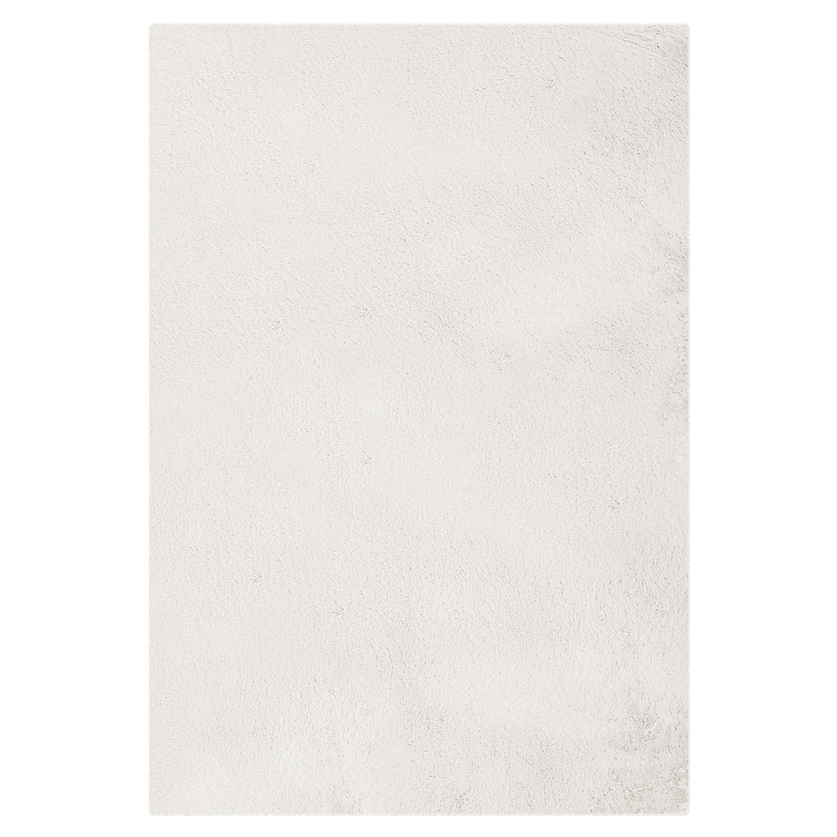 Azaliya 160x230cm Faux Rabbit Fur Floor Rug in Cream White, showcasing a uniform, off-white, textured surface resembling a plush, slightly fuzzy rug, ideal for minimalist and modern interiors.