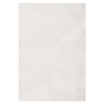 Azaliya 160x230cm Faux Rabbit Fur Floor Rug in Cream White, showcasing a uniform, off-white, textured surface resembling a plush, slightly fuzzy rug, ideal for minimalist and modern interiors.