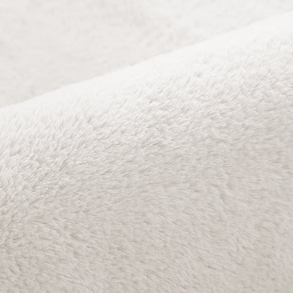 Close-up of Azaliya 160x230cm Faux Rabbit Fur Floor Rug in Cream White, showcasing its soft, plush, fuzzy texture reminiscent of sherpa or plush fleece, ideal for adding cozy style.
