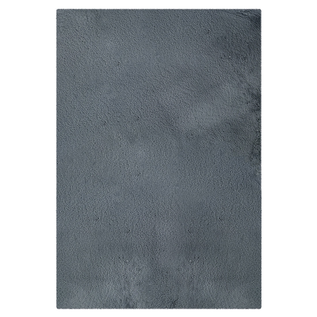 Azaliya Dark Grey Faux Rabbit Fur Rug 200x300cm, a plush, rectangular floor covering with a sleek, minimalist design, laid out flat on a white background, showcasing its soft texture and modern appeal.
