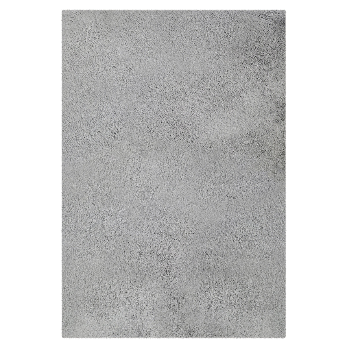 Azaliya 200x300cm Faux Rabbit Fur Floor Rug in Silver, showcasing a plush, light-grey, shaggy textile surface, resembling a luxurious, modern-style area rug, ideal for adding comfort and elegance to contemporary spaces.