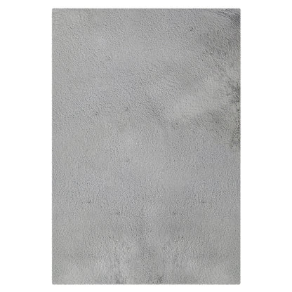 Azaliya 200x300cm Faux Rabbit Fur Floor Rug in Silver, showcasing a plush, light-grey, shaggy textile surface, resembling a luxurious, modern-style area rug, ideal for adding comfort and elegance to contemporary spaces.