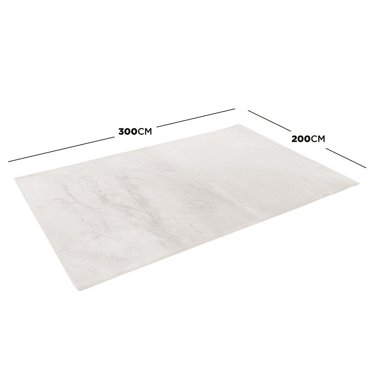 Azaliya 200x300cm Faux Rabbit Fur Floor Rug in Cream White, featuring a plush shag texture, rectangular shape, and medium pile, ideal for adding modern elegance to any room.