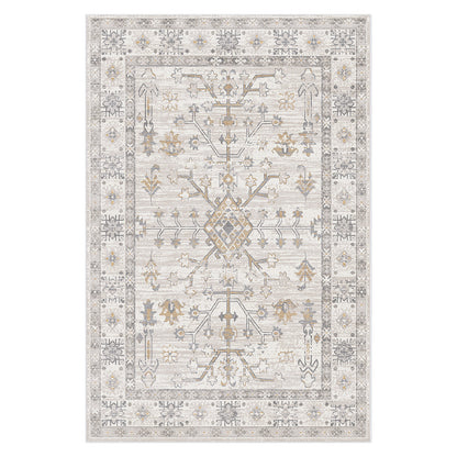 Bortan Persian Indoor Rug 120x180cm, featuring a distressed-look with a central medallion and border motif in muted tones, seamlessly blends style and comfort, crafted from plush polyester.